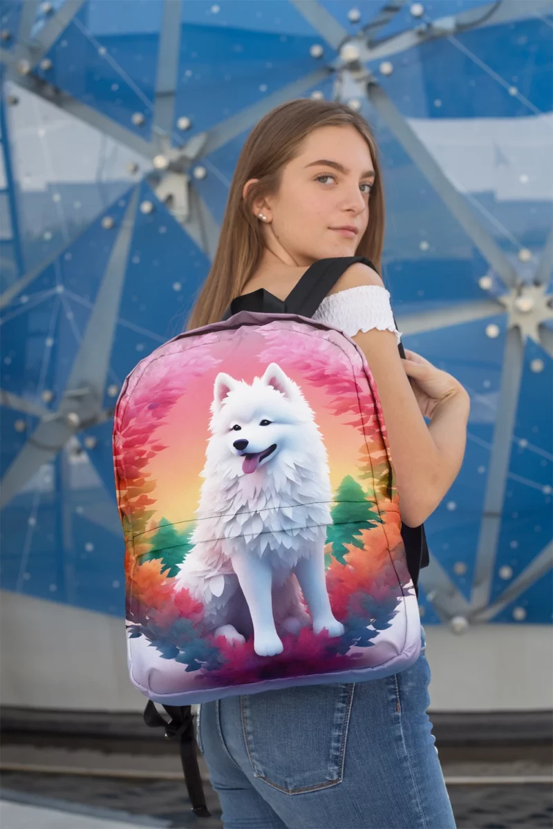 Snowy Charm Samoyed Dog Breed Minimalist Backpack 2