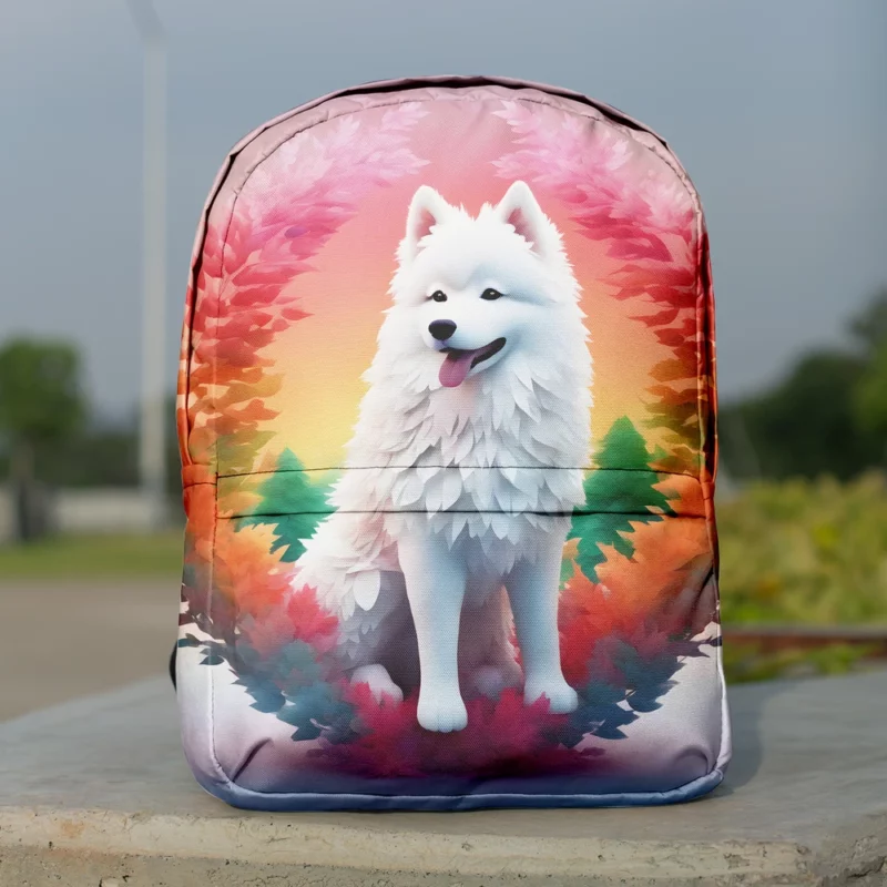 Snowy Charm Samoyed Dog Breed Minimalist Backpack