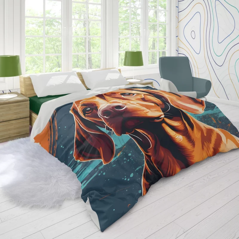 Sporting Joy Playful Vizsla Companion Duvet Cover