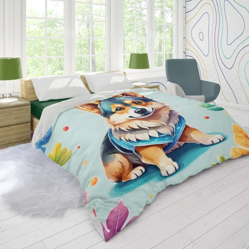 Swedish Joy Playful Vallhund Companion Duvet Cover