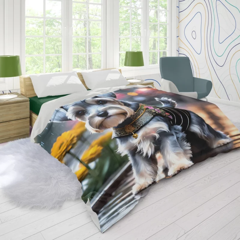 Teen Best Friend Miniature Schnauzer Joy Duvet Cover