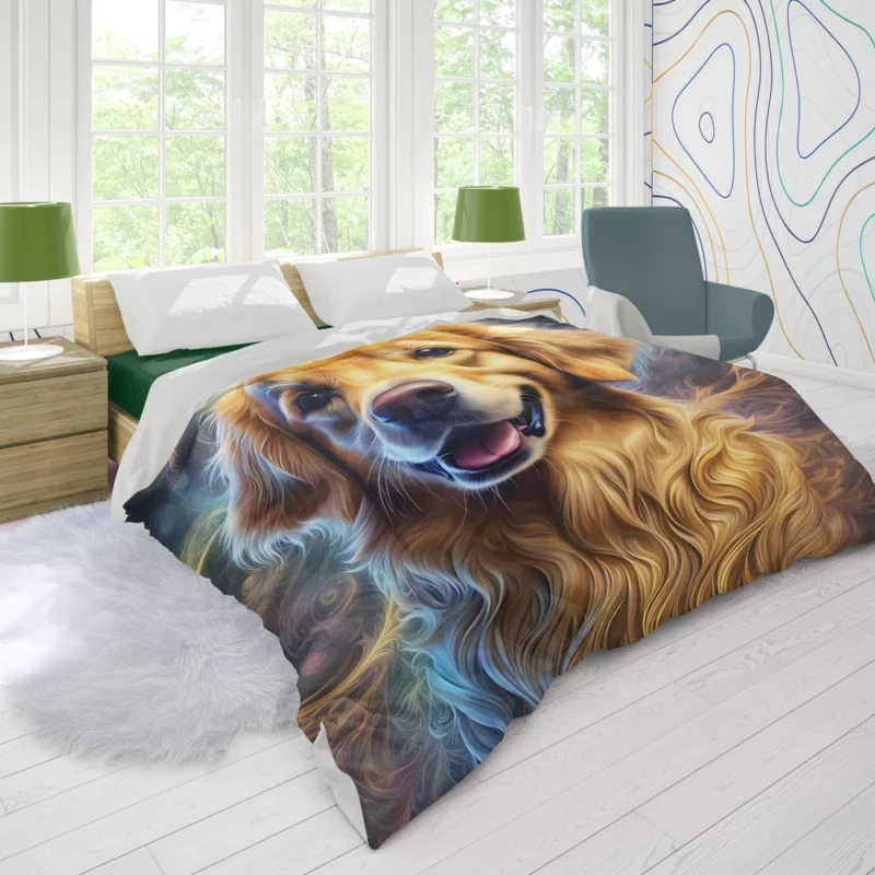 Teen Birthday Present Golden Retriever Magic Duvet Cover