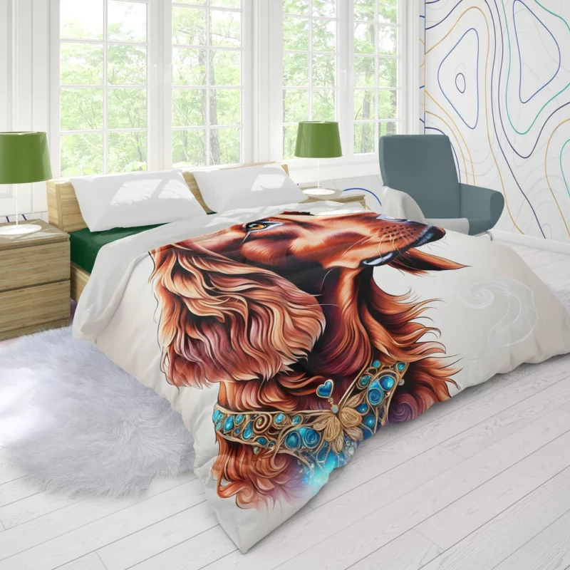 Teen Furry Companion Irish Setter Love Duvet Cover