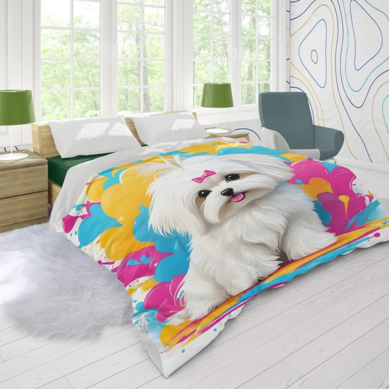 Teen Furry Companion Maltese Dog Love Duvet Cover