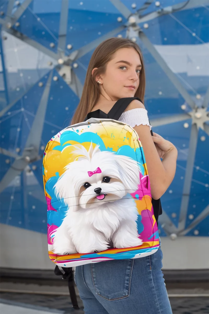 Teen Furry Companion Maltese Dog Love Minimalist Backpack 2