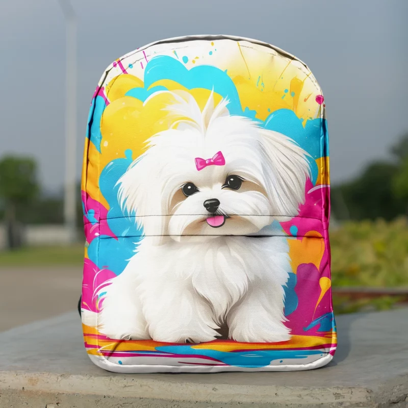 Teen Furry Companion Maltese Dog Love Minimalist Backpack