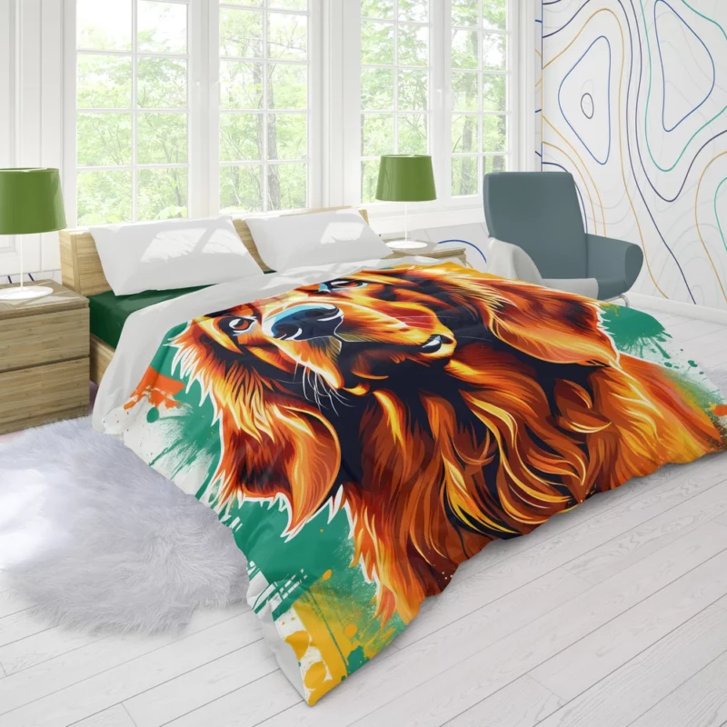 Teen Stylish Home Irish Setter Decor Duvet Cover