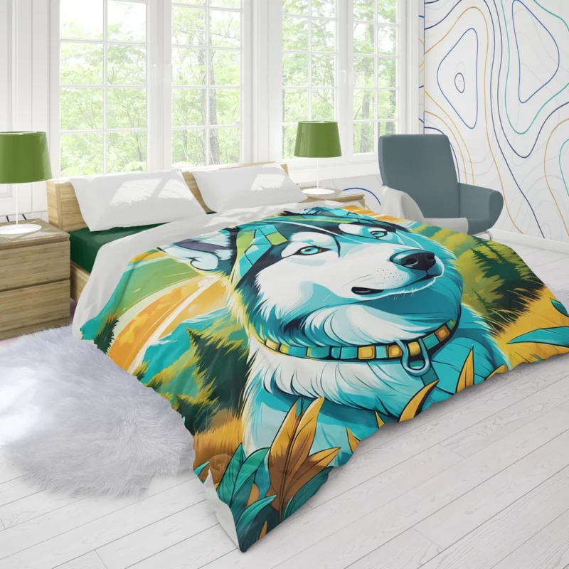 The Agile Siberian Husky Dog Duvet Cover