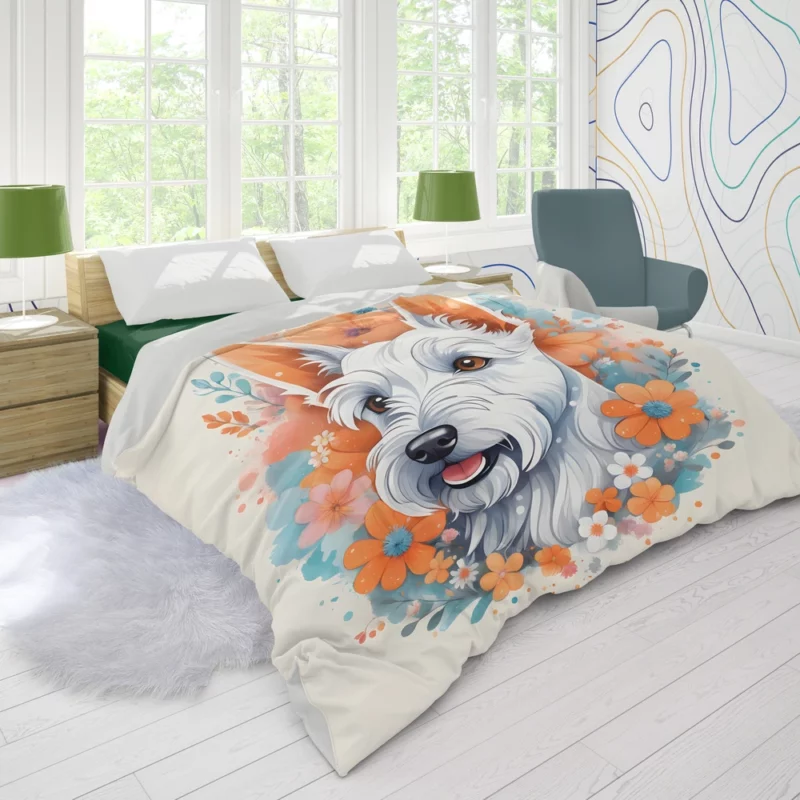 The Charming Scottish Terrier Dog Breed Duvet Cover