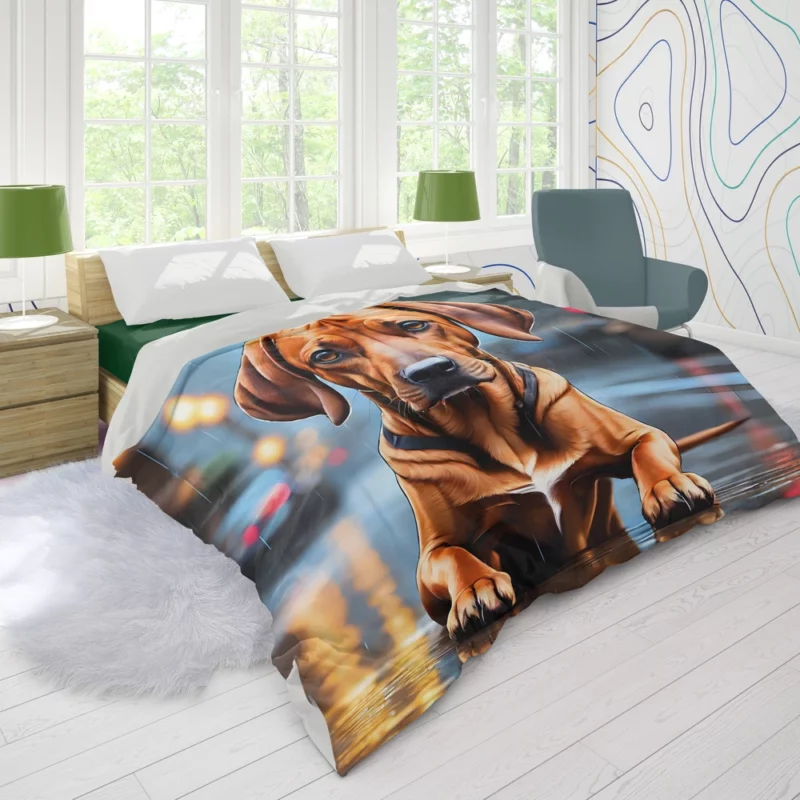 The Courageous Rhodesian Ridgeback Dog Duvet Cover