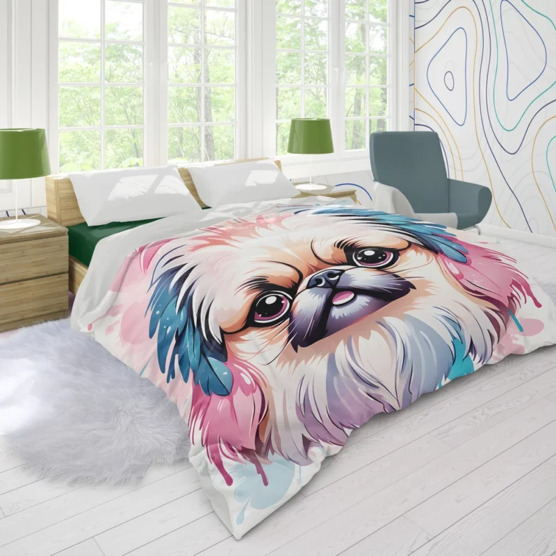 The Elegant Pekingese Dog Companion Duvet Cover