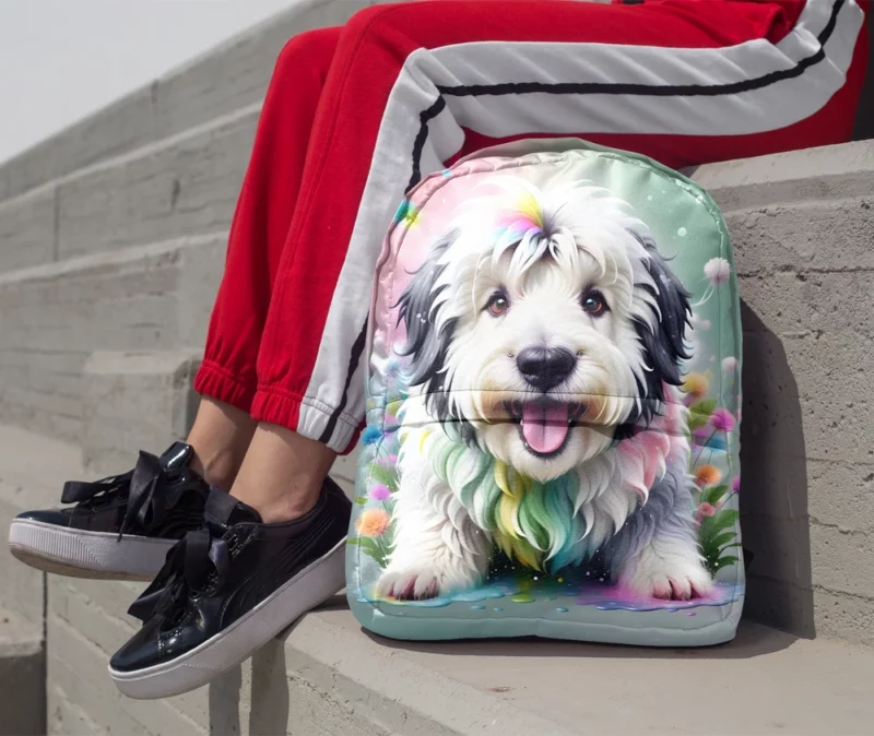 The Furry Old English Sheepdog Pal Minimalist Backpack 1