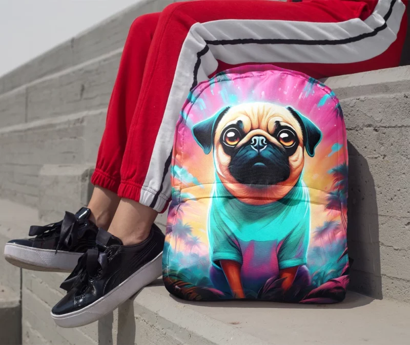 The Happy Pug Playful Dog Minimalist Backpack 1