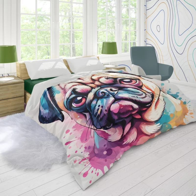 The Lovable Pug Family Dog Duvet Cover