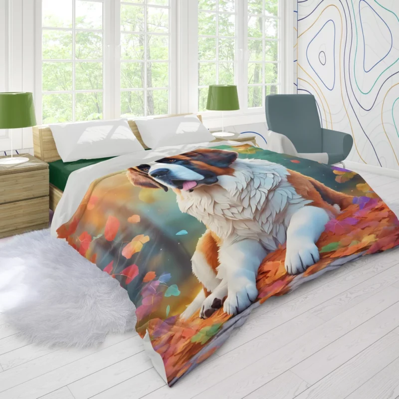 The Majestic Saint Bernard Dog Duvet Cover