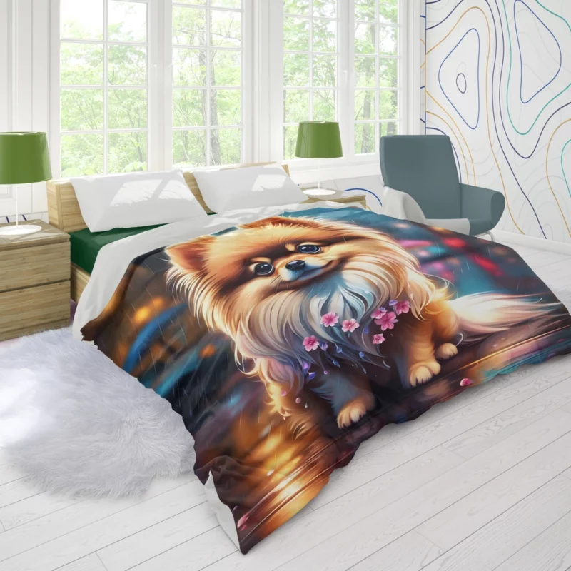 The Playful Pomeranian Pup Dog Duvet Cover