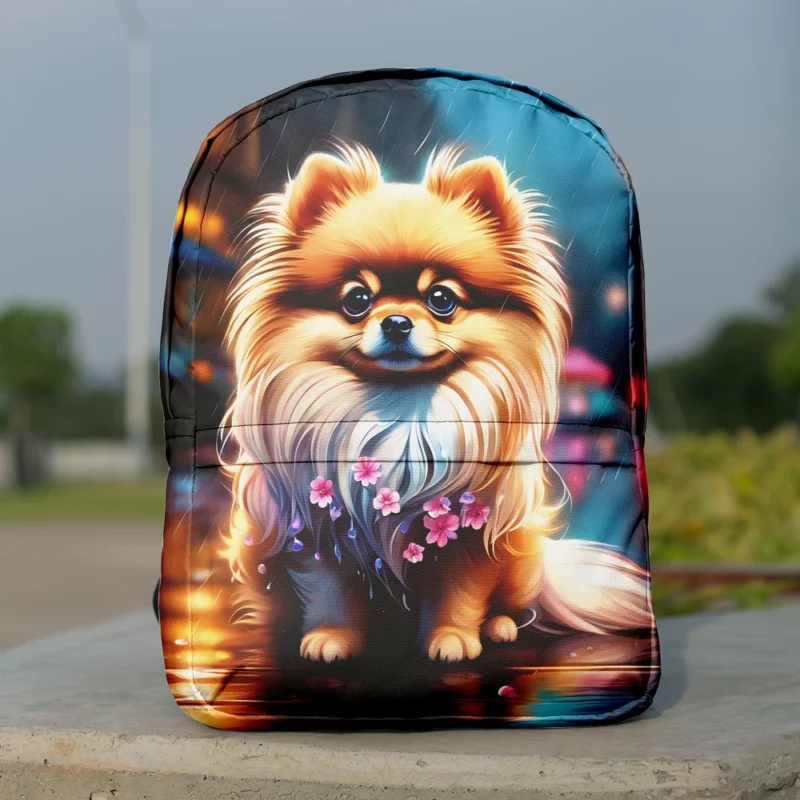 The Playful Pomeranian Pup Dog Minimalist Backpack 1