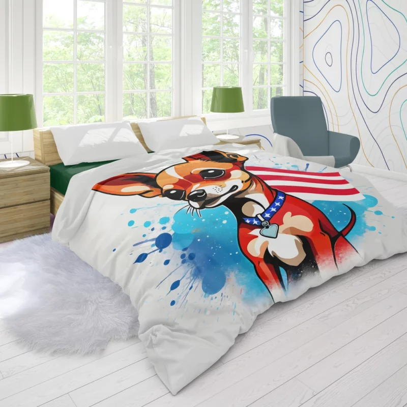 The Playful Russian Toy Terrier Dog Duvet Cover