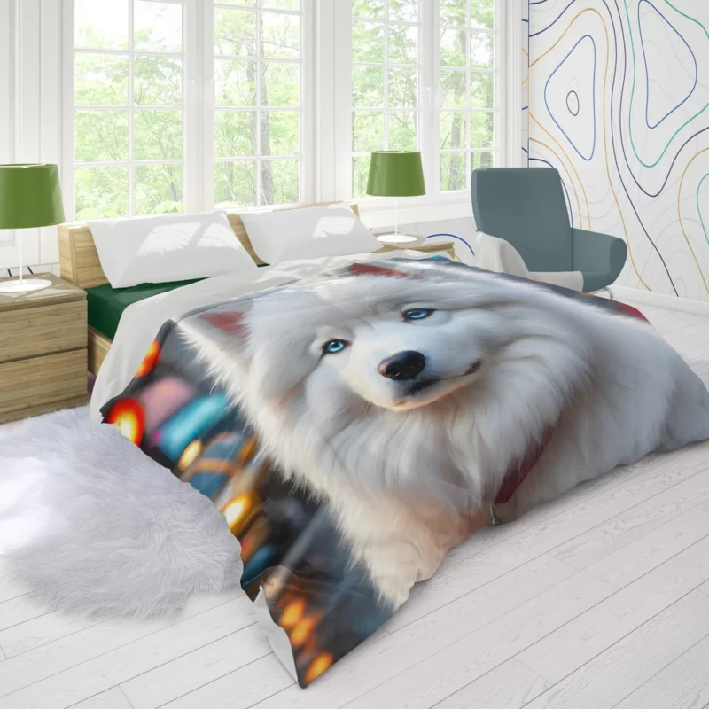 The Playful Samoyed Dog Companion Duvet Cover