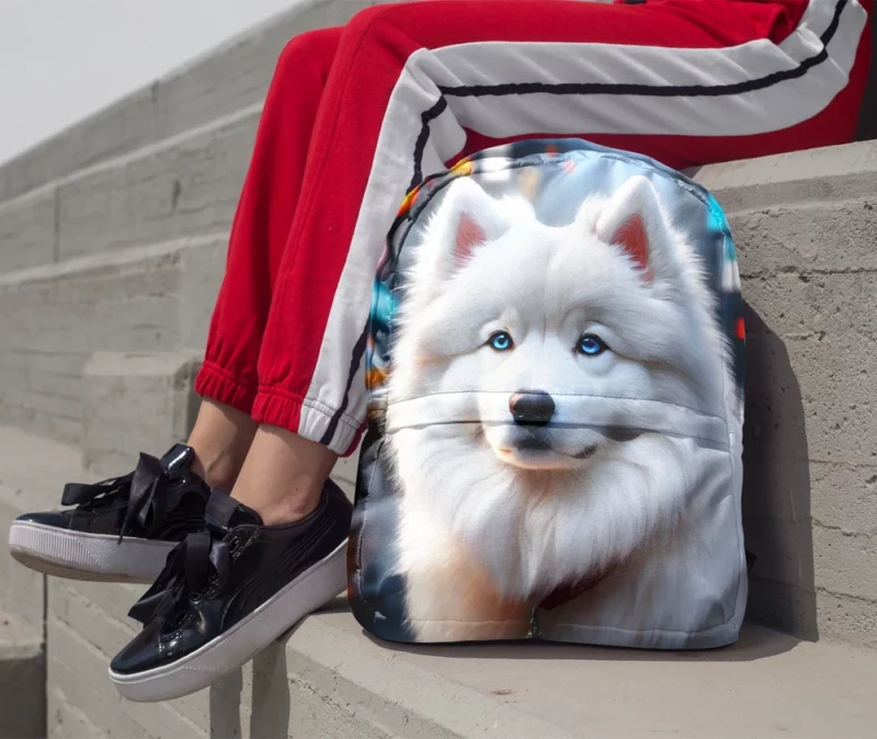 The Playful Samoyed Dog Companion Minimalist Backpack 1