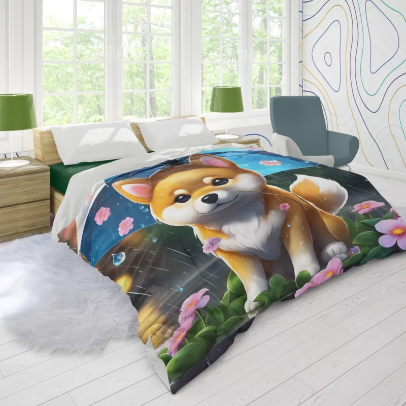 The Playful Shiba Inu Dog Duvet Cover