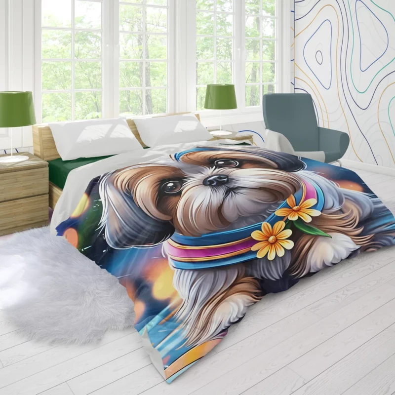 The Playful Shih Tzu Companion Duvet Cover