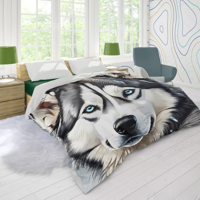 The Playful Siberian Husky Companion Duvet Cover