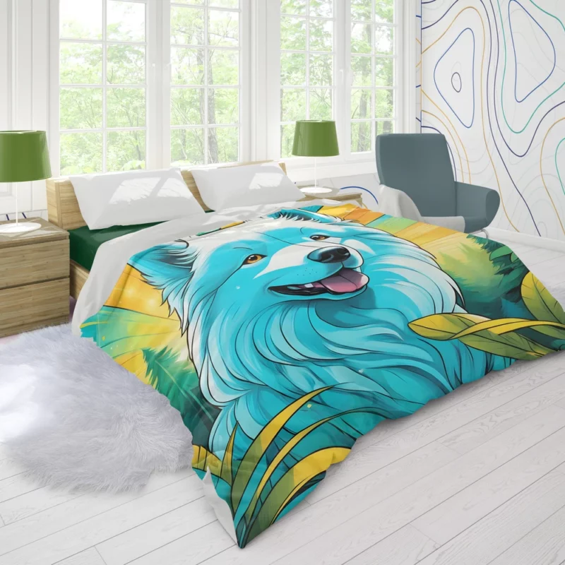 The White Wonder Samoyed Dog Breed Duvet Cover