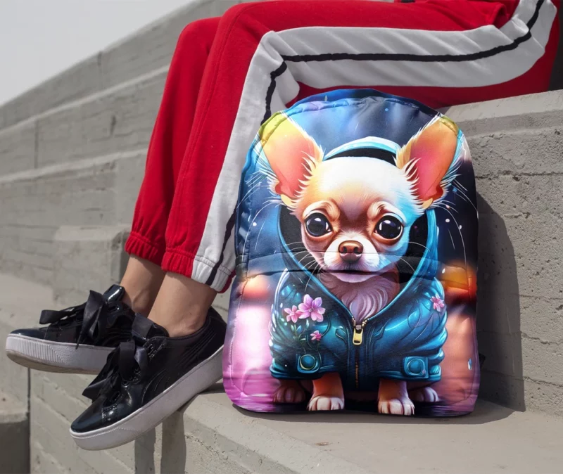 Tiny Chihuahua Pup Perfect Teen Gift Minimalist Backpack 1