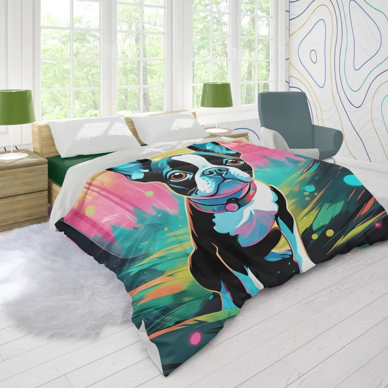 Versatile Boston Terrier Dog Partner Duvet Cover