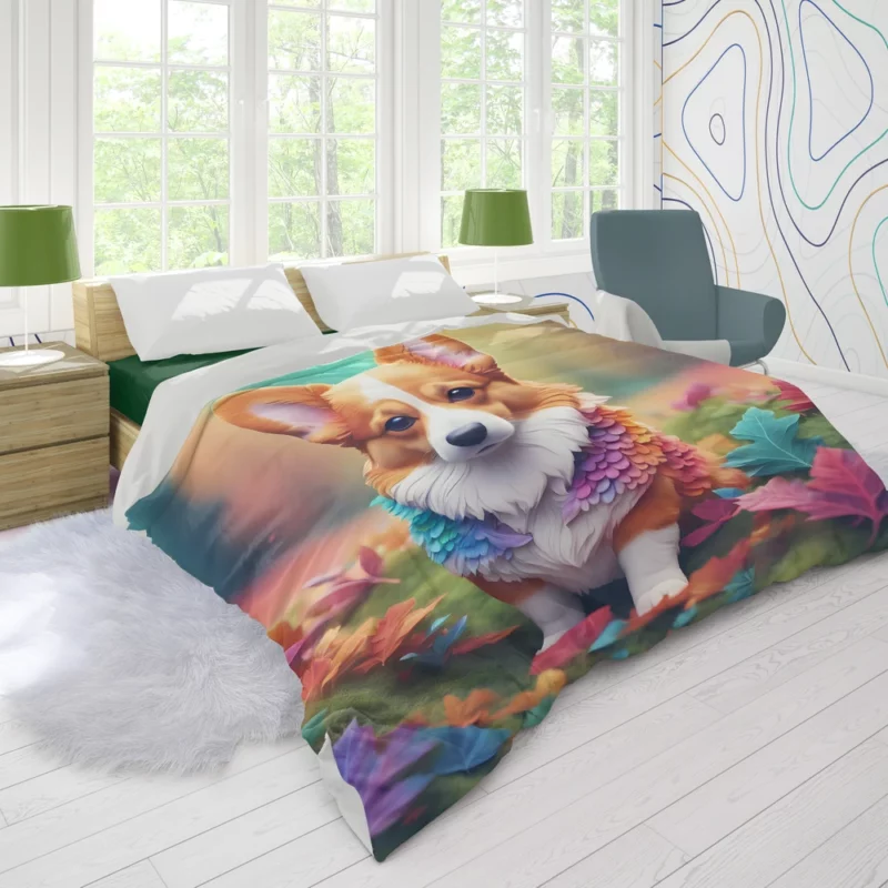 Welsh Corgi Playful Herding Companion Dog Duvet Cover